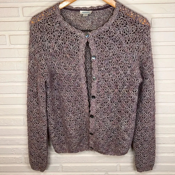 Sundance Sweaters - Sundance Purple Crocheted Long Sleeve Cardigan Sweater, Women’s Size Extra Small